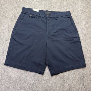 Banana Republic Lived-In 9" Shorts Men 32 Blue Stretch Chino Flat Front